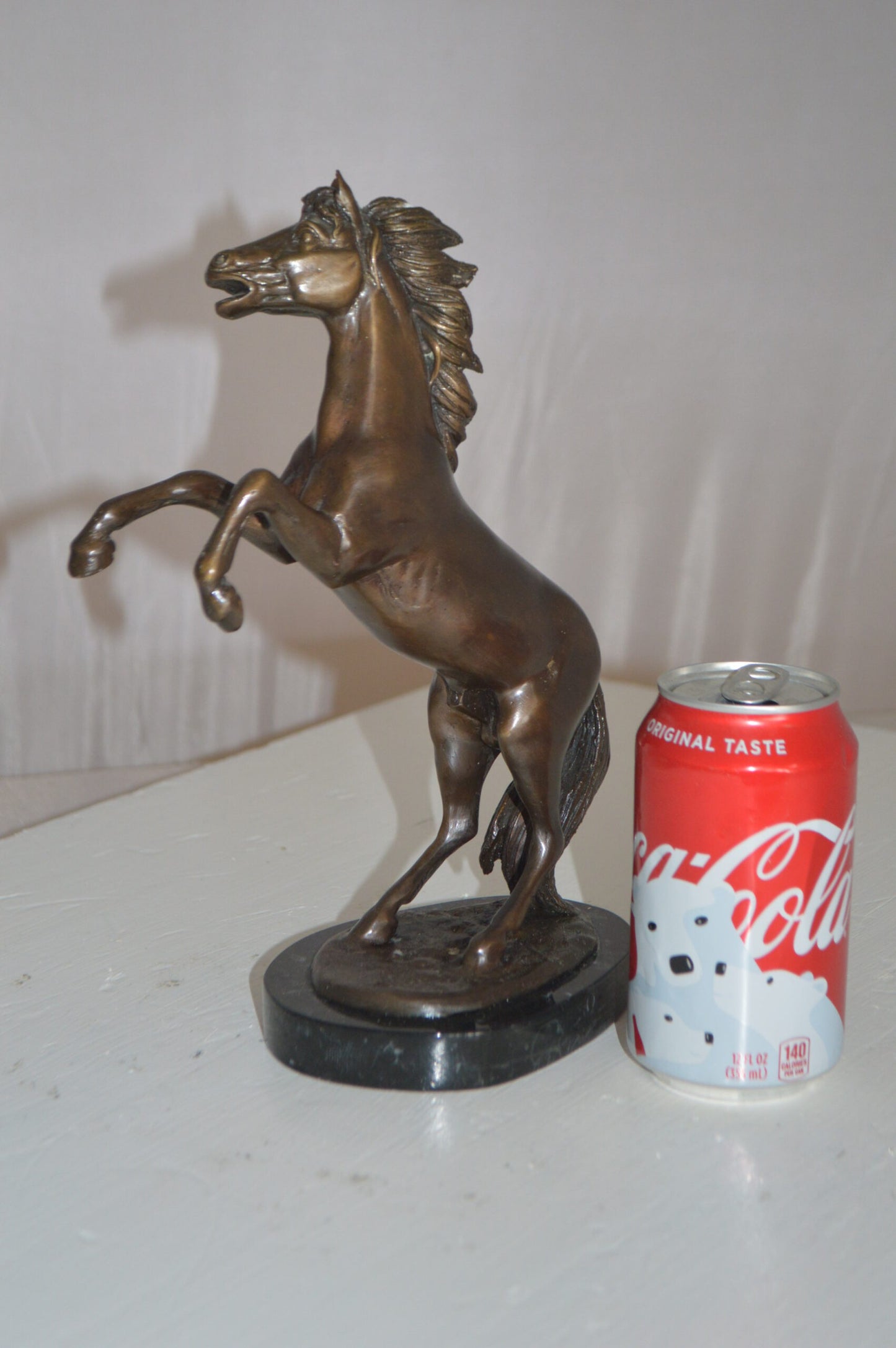 Rearing Horse Small Bronze Statue -  Size: 8"L x 4"W x 11"H.
