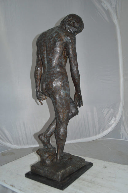 Adam Replica by Rodin Bronze Statue - Size: 12"L x 12"W x 36"H.