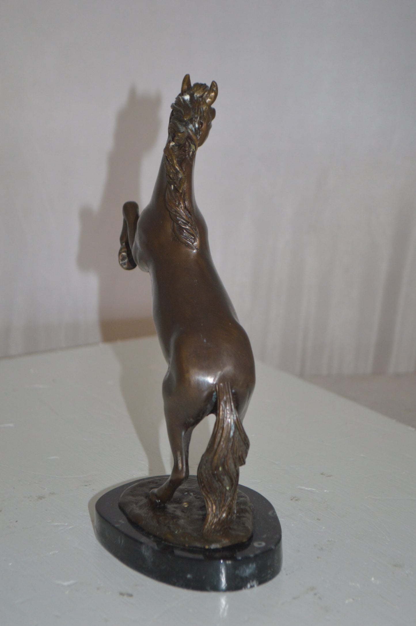 Rearing Horse Small Bronze Statue -  Size: 8"L x 4"W x 11"H.