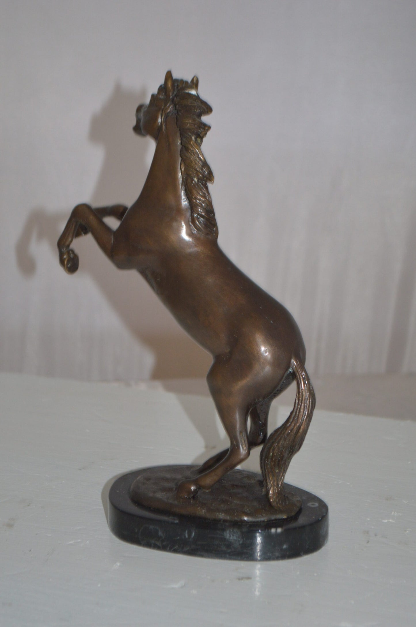 Rearing Horse Small Bronze Statue -  Size: 8"L x 4"W x 11"H.