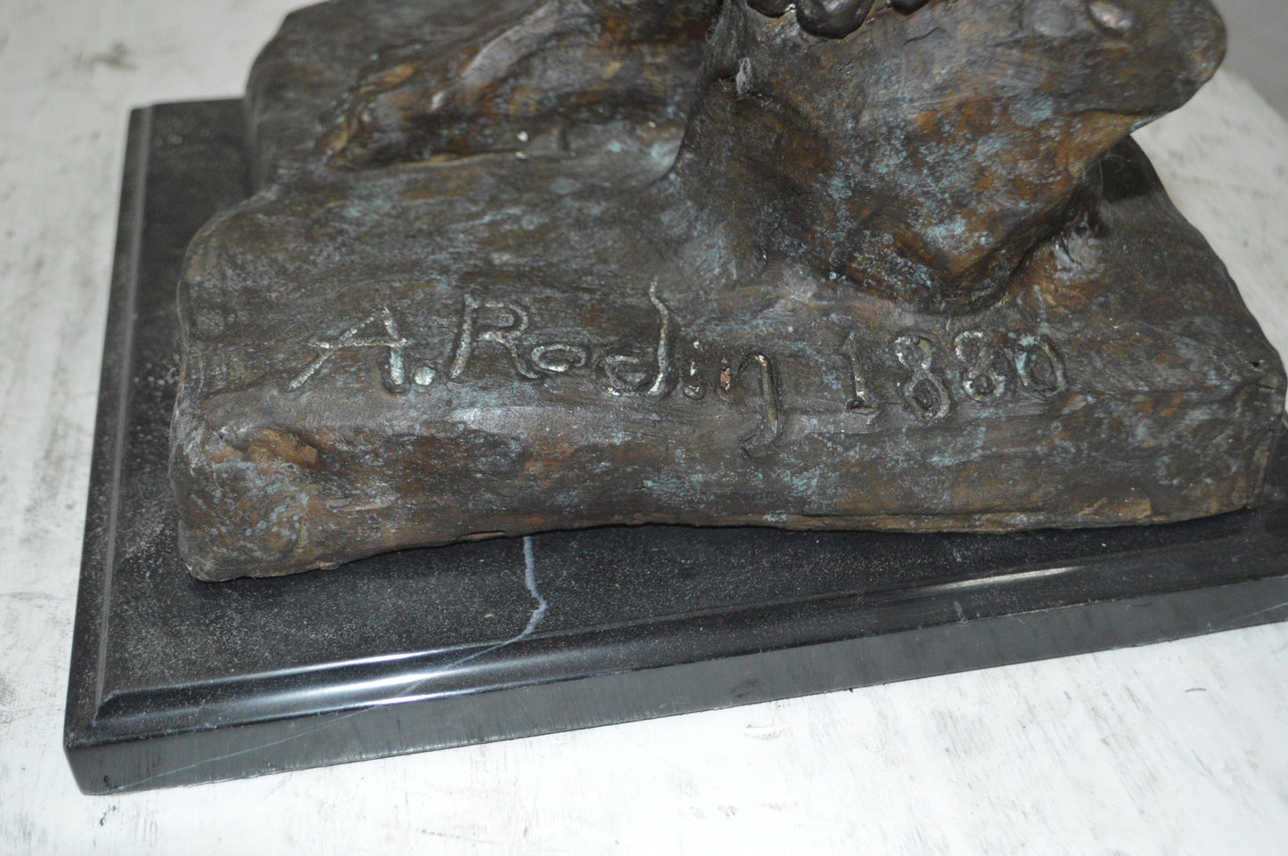 Adam Replica by Rodin Bronze Statue - Size: 12"L x 12"W x 36"H.