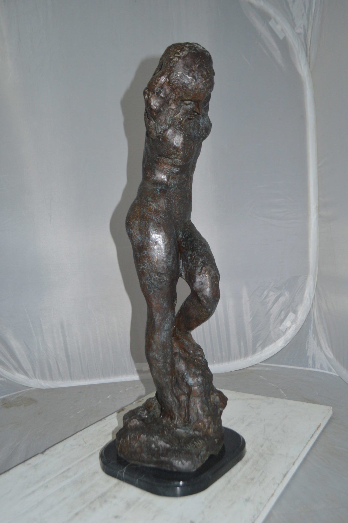 Eve Replica by Rodin Bronze Statue -  Size: 10"L x 10"W x 32"H.
