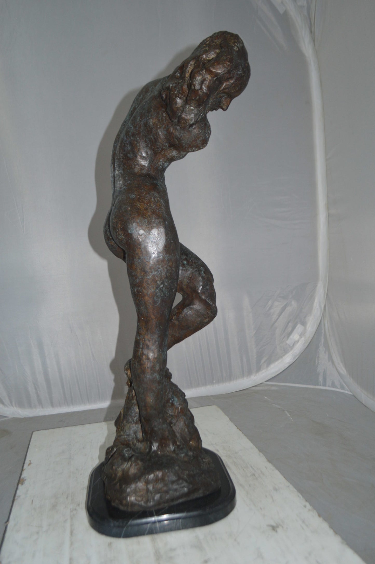 Eve Replica by Rodin Bronze Statue -  Size: 10"L x 10"W x 32"H.