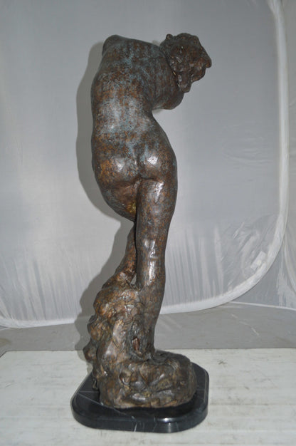 Eve Replica by Rodin Bronze Statue -  Size: 10"L x 10"W x 32"H.