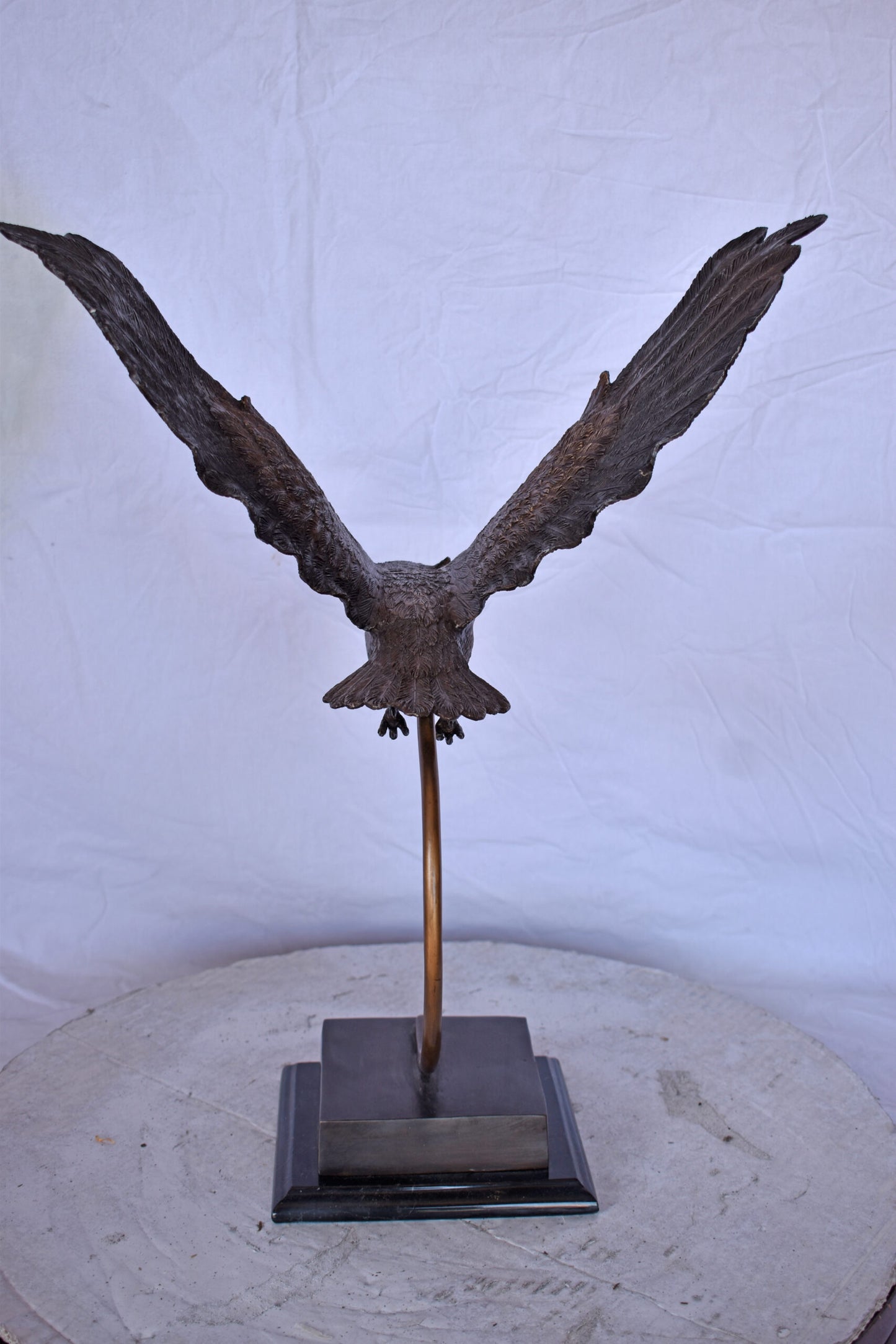 Owl Searching for Prey Bronze Statue - Size: 18"L x 11"W x 22"H.