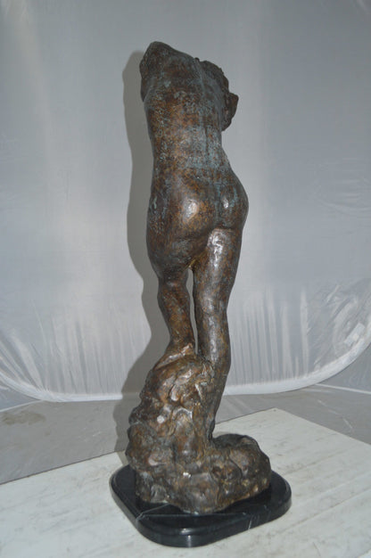 Eve Replica by Rodin Bronze Statue -  Size: 10"L x 10"W x 32"H.