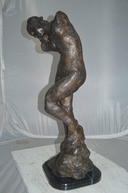 Eve Replica by Rodin Bronze Statue -  Size: 10"L x 10"W x 32"H.