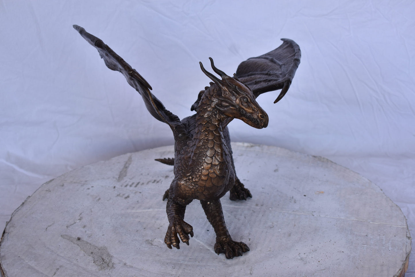 Dragon Standing Made of Bronze, Statue - Size: 14"L x 15"W x 12"H.