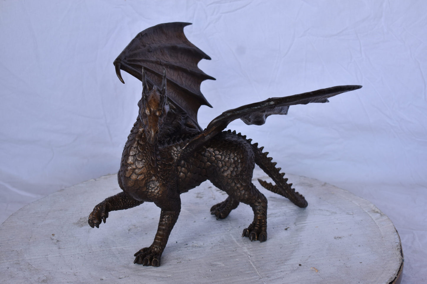 Dragon Standing Made of Bronze, Statue - Size: 14"L x 15"W x 12"H.