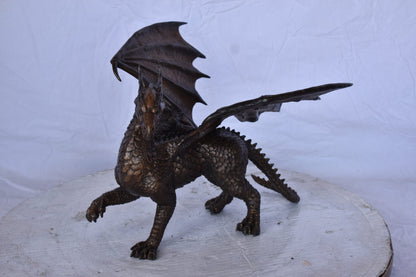 Dragon Standing Made of Bronze, Statue - Size: 14"L x 15"W x 12"H.