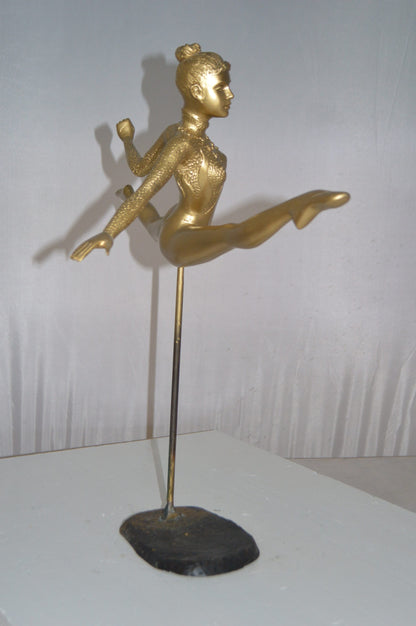 Ballerina jumping high Bronze Statue -  Size: 21"L x 9"W x 21"H.
