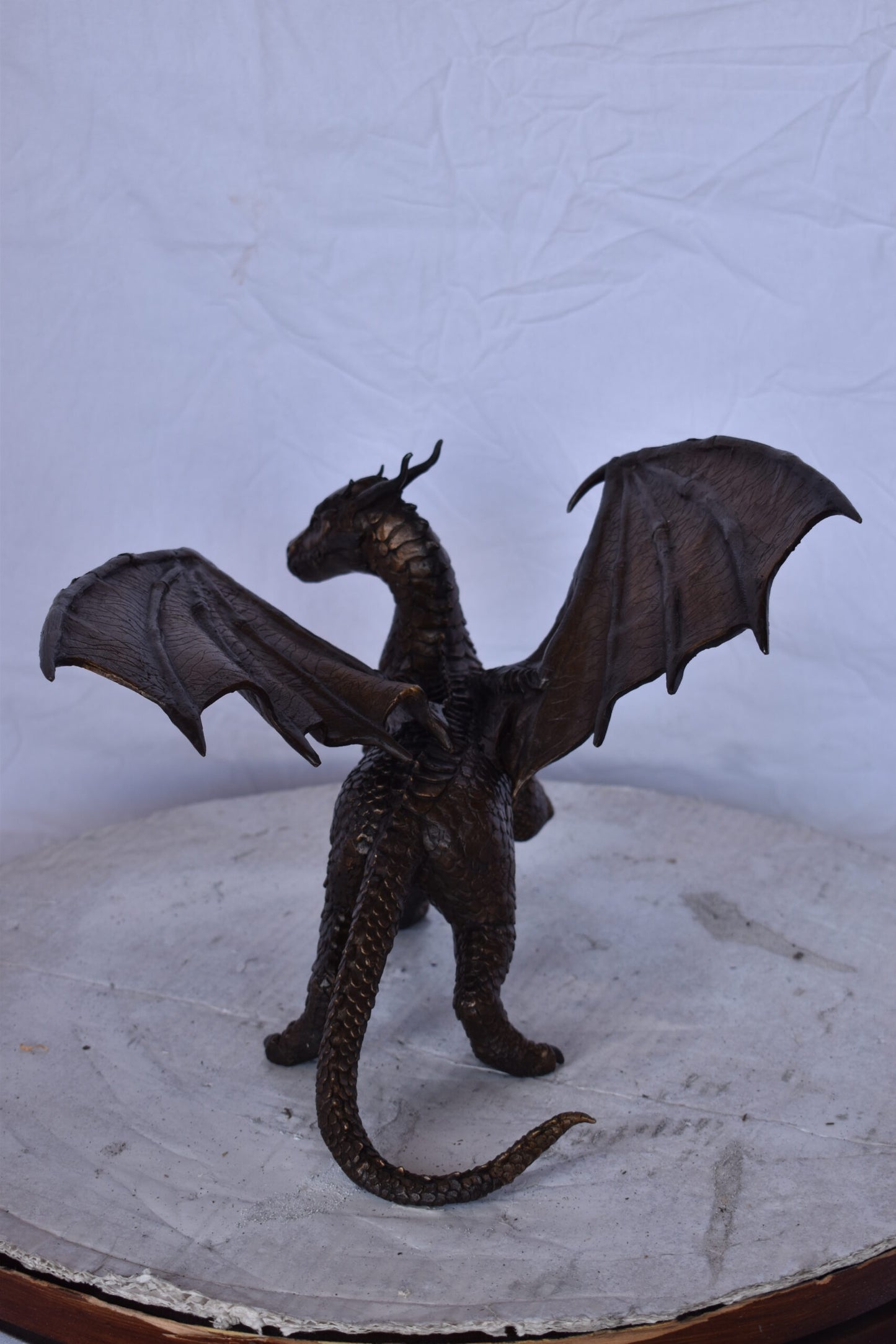 Dragon Standing Made of Bronze, Statue - Size: 14"L x 15"W x 12"H.