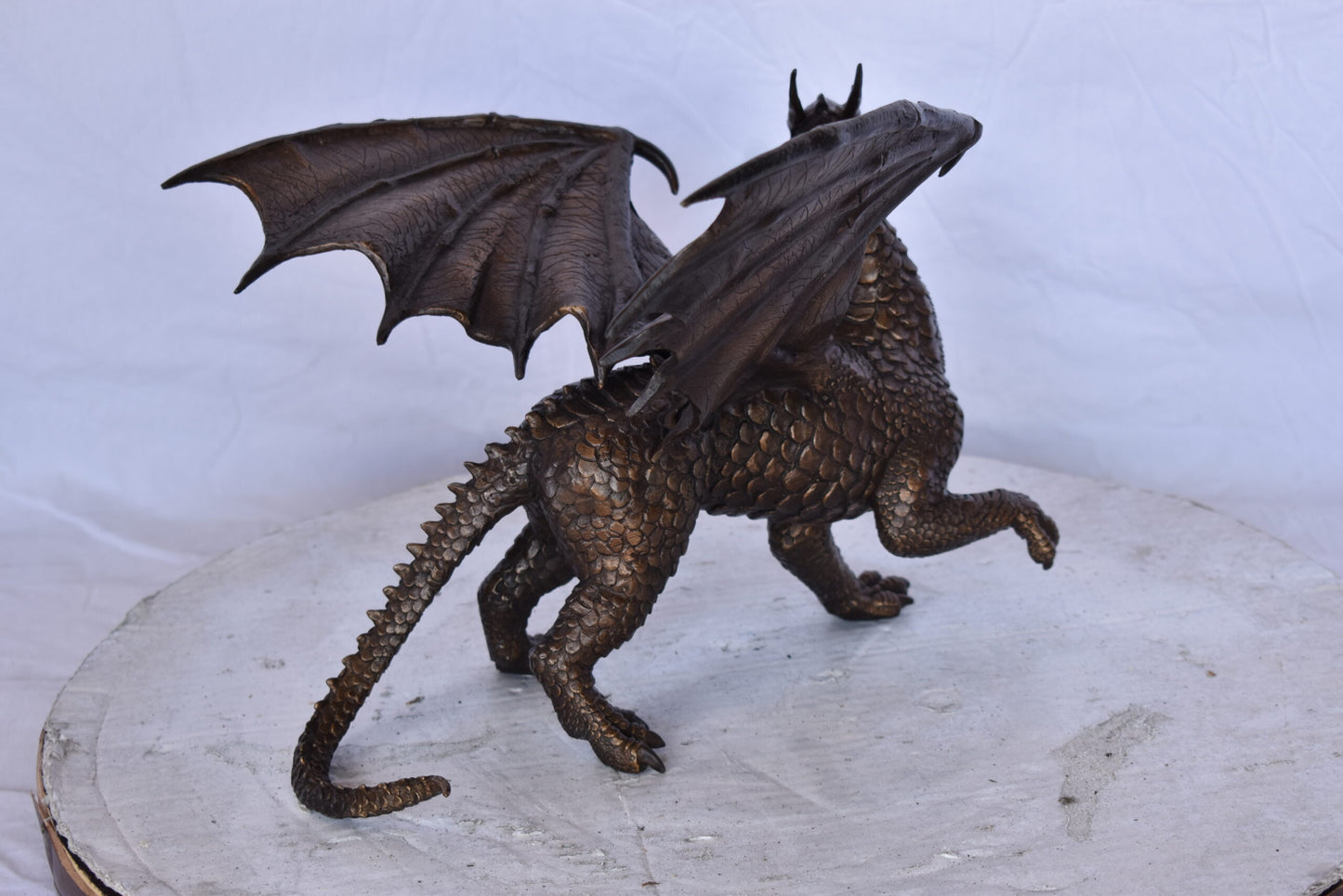 Dragon Standing Made of Bronze, Statue - Size: 14"L x 15"W x 12"H.
