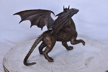 Dragon Standing Made of Bronze, Statue - Size: 14"L x 15"W x 12"H.