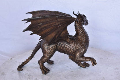 Dragon Standing Made of Bronze, Statue - Size: 14"L x 15"W x 12"H.
