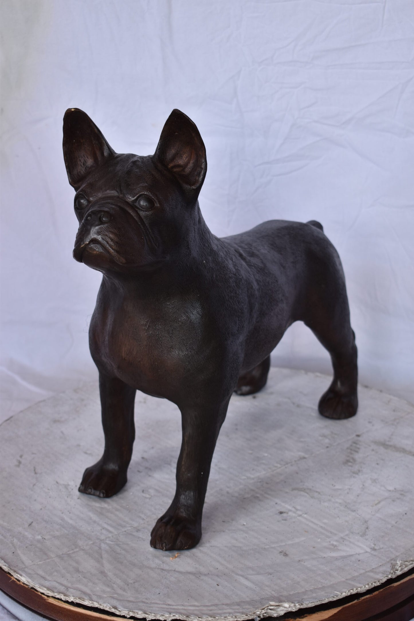 French Bulldog Standing Made of Bronze Statue - Size: 9"L x 20"W x 18"H.