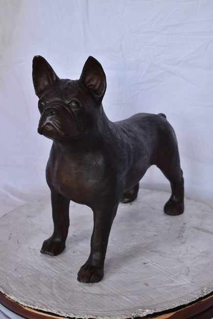 French Bulldog Standing Made of Bronze Statue - Size: 9"L x 20"W x 18"H.