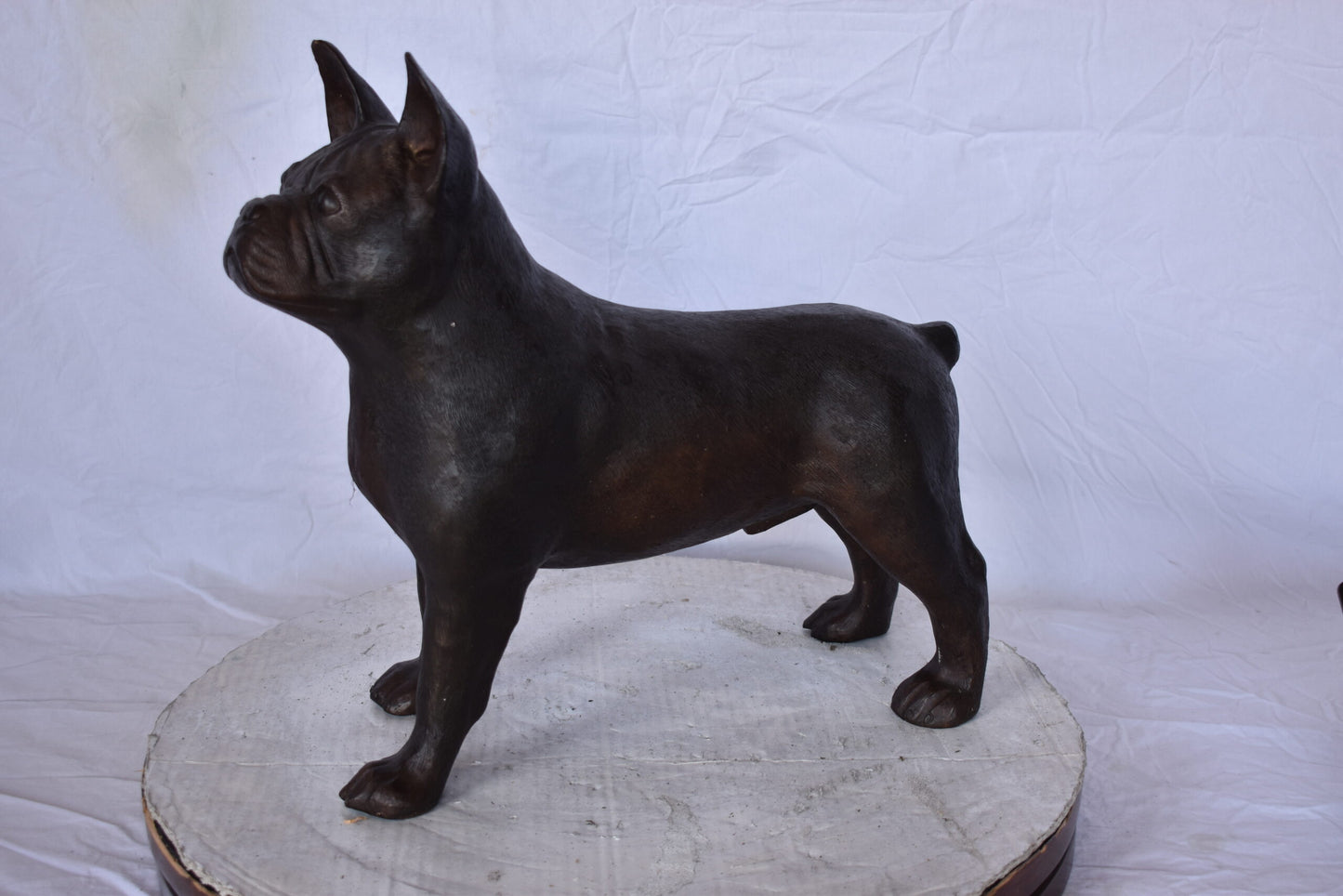French Bulldog Standing Made of Bronze Statue - Size: 9"L x 20"W x 18"H.