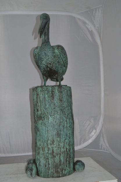 Standing Pelican Bronze Fountain - Size: 20"L x 30"W x 43"H.