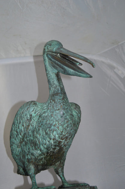 Standing Pelican Bronze Fountain - Size: 20"L x 30"W x 43"H.