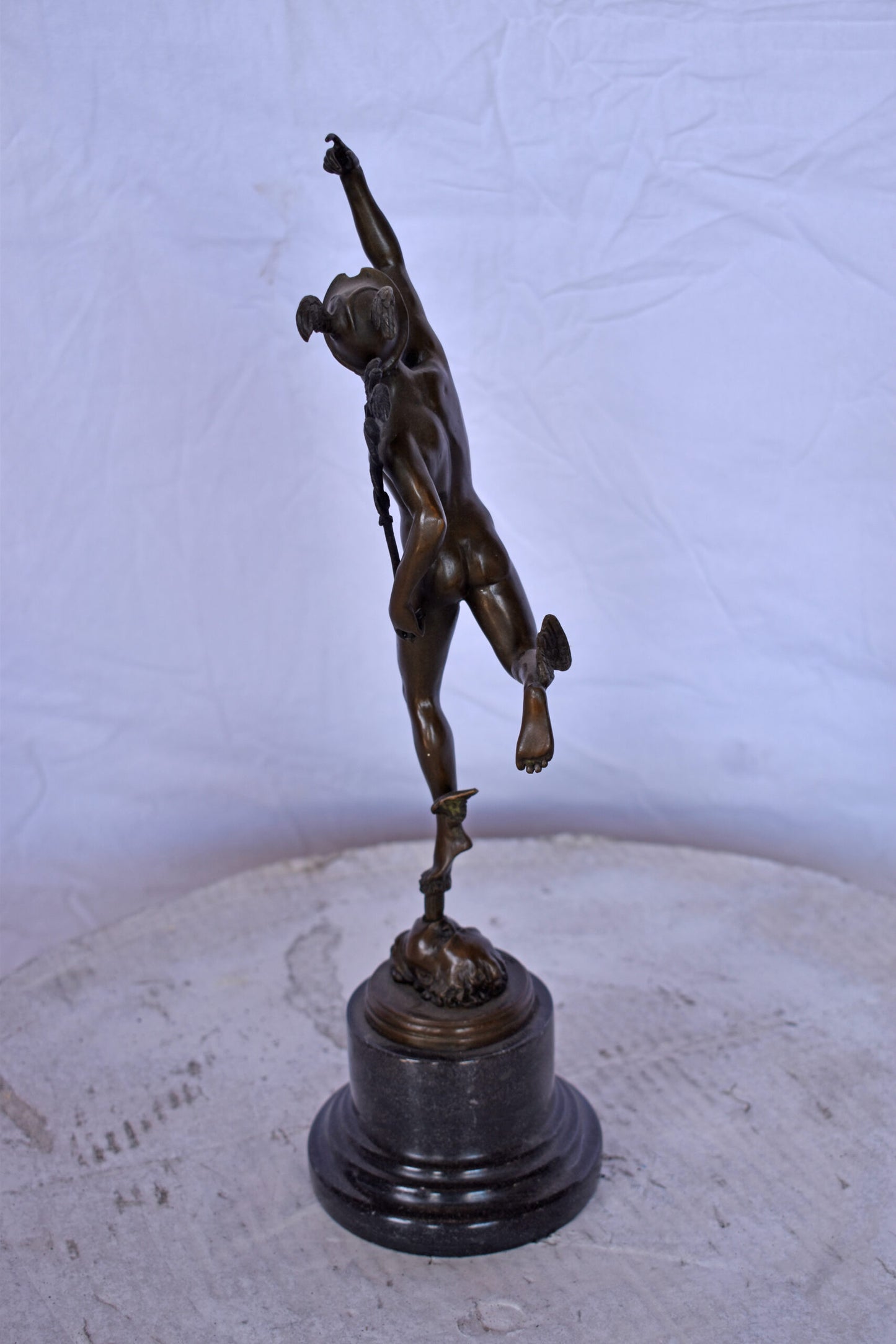 19th Century Mercury Hermes Tabletop Bronze Statue - Size: 5"L x 6"W x 17"H.