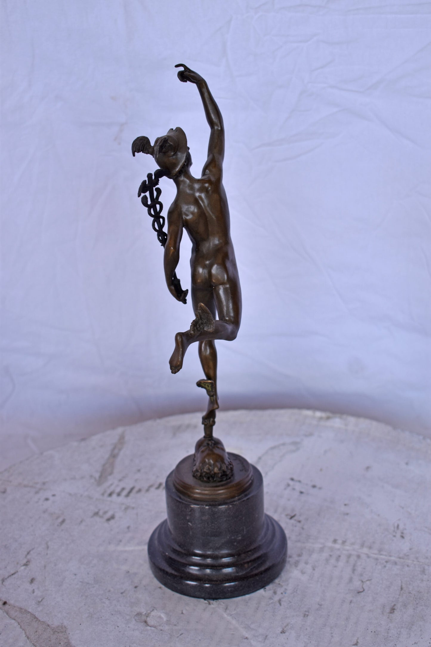 19th Century Mercury Hermes Tabletop Bronze Statue - Size: 5"L x 6"W x 17"H.