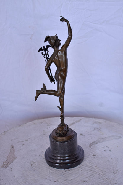 19th Century Mercury Hermes Tabletop Bronze Statue - Size: 5"L x 6"W x 17"H.