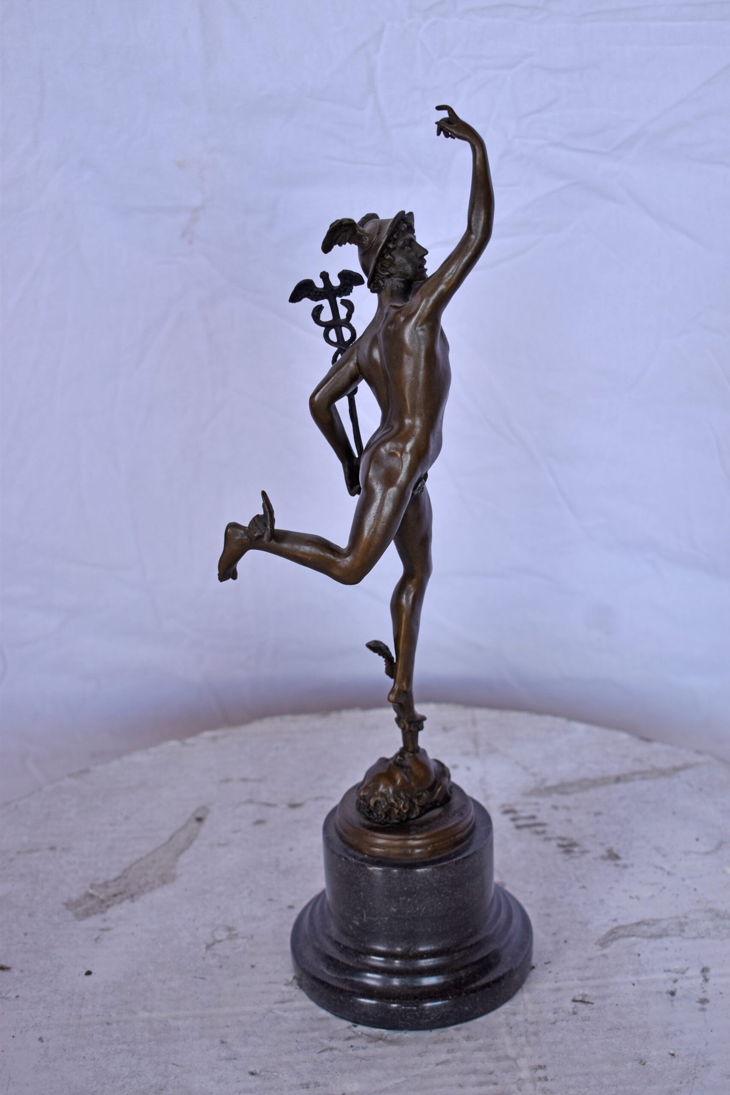 19th Century Mercury Hermes Tabletop Bronze Statue - Size: 5"L x 6"W x 17"H.