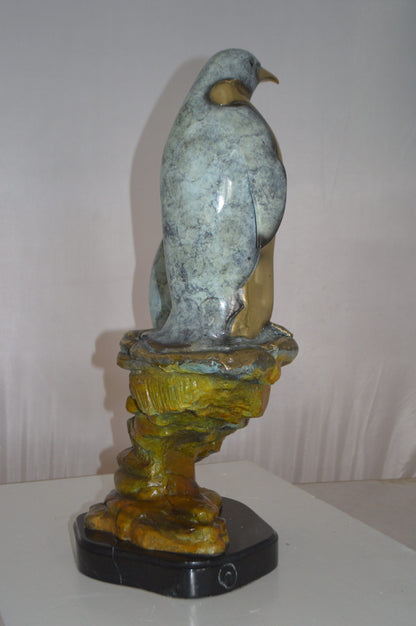 Two Penguins Bronze Statue -  Size: 16"L x 10"W x 12"H.