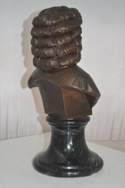 Johann Sebastian Bach Bust Bronze Statue -  Size: 11"L x 9"W x 20"H.