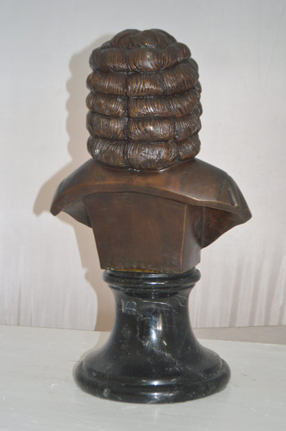 Johann Sebastian Bach Bust Bronze Statue -  Size: 11"L x 9"W x 20"H.