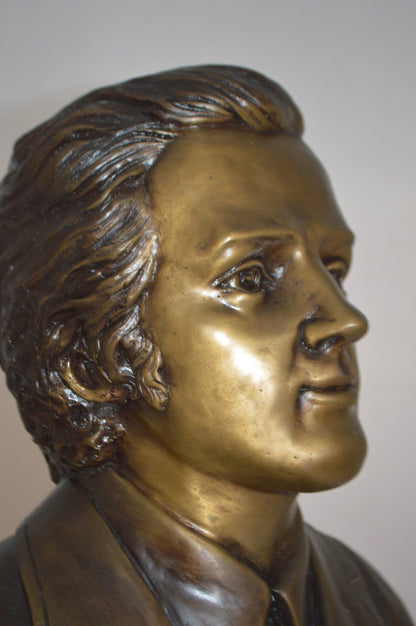 Frederic Francois Chopin Bust Bronze Statue -  Size: 12"L x 8"W x 21"H.