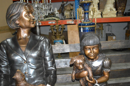 Grandmother and Granddaughter on bench statue -  Size: 53"L x 32"W x 44"H.