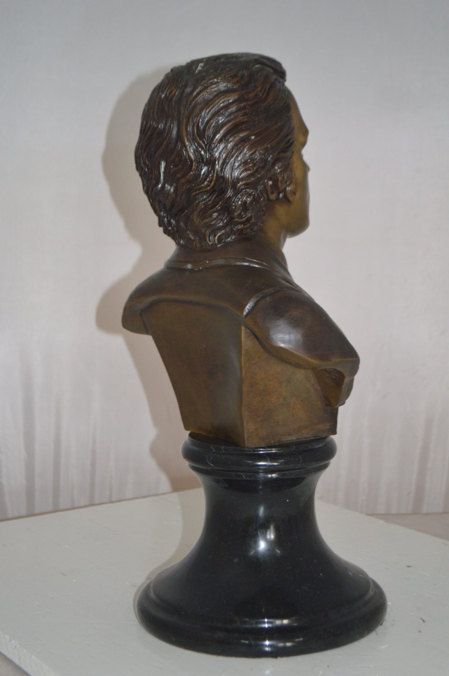 Frederic Francois Chopin Bust Bronze Statue -  Size: 12"L x 8"W x 21"H.