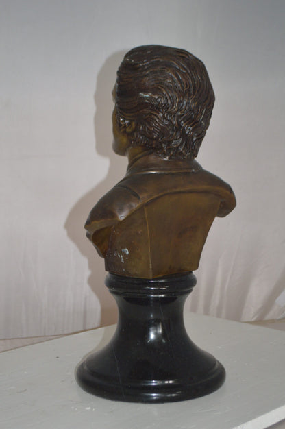 Frederic Francois Chopin Bust Bronze Statue -  Size: 12"L x 8"W x 21"H.