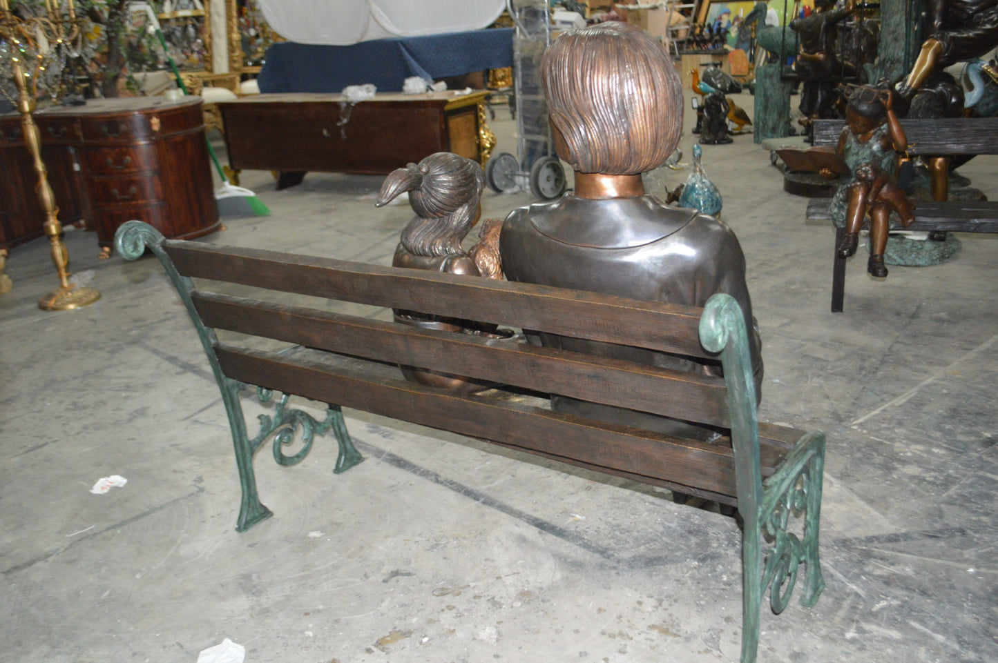 Grandmother and Granddaughter on bench statue -  Size: 53"L x 32"W x 44"H.