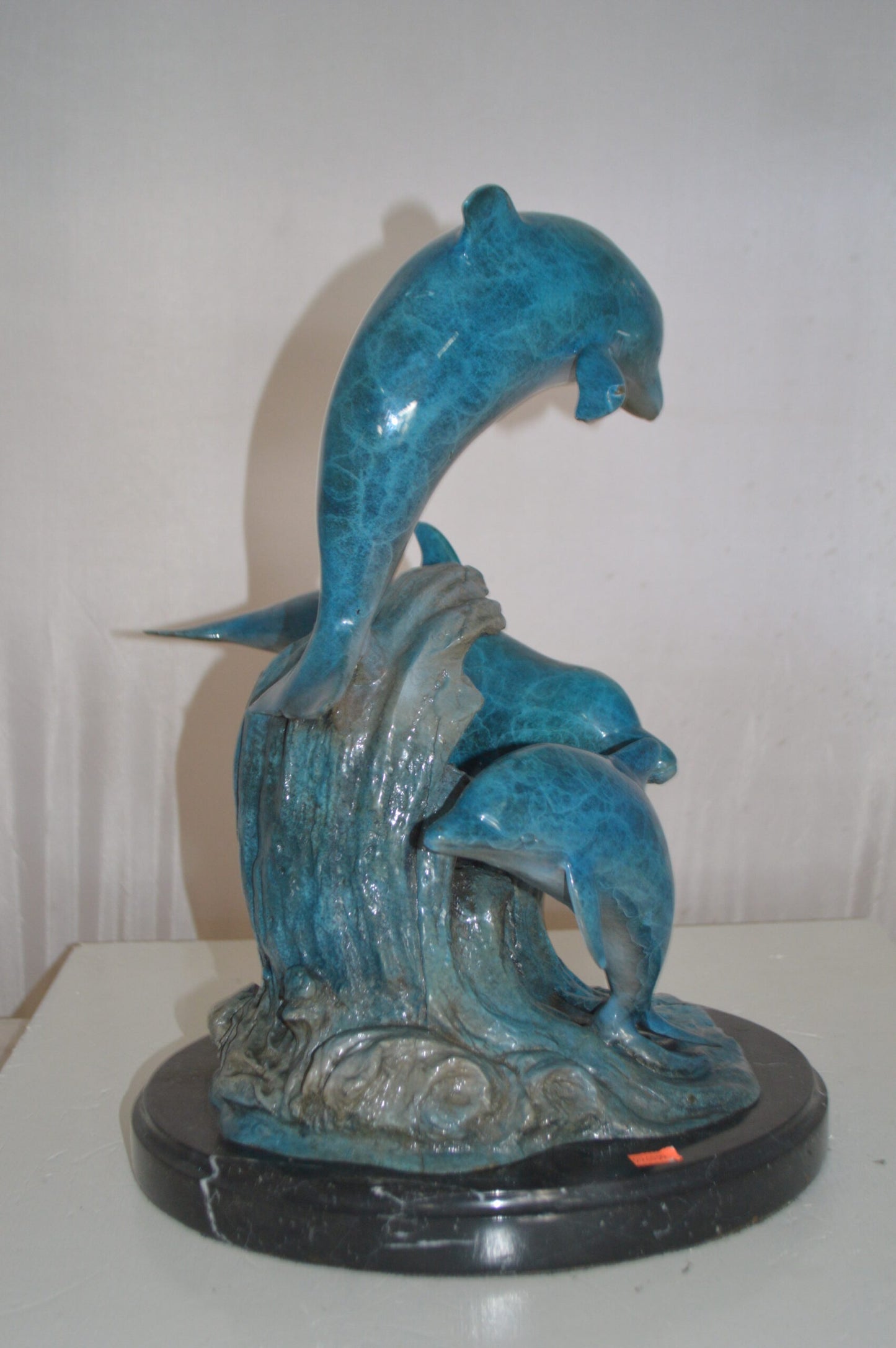 Three Jumping  Dolphins Bronze Statue -  Size: 15"L x 13"W x 18"H.