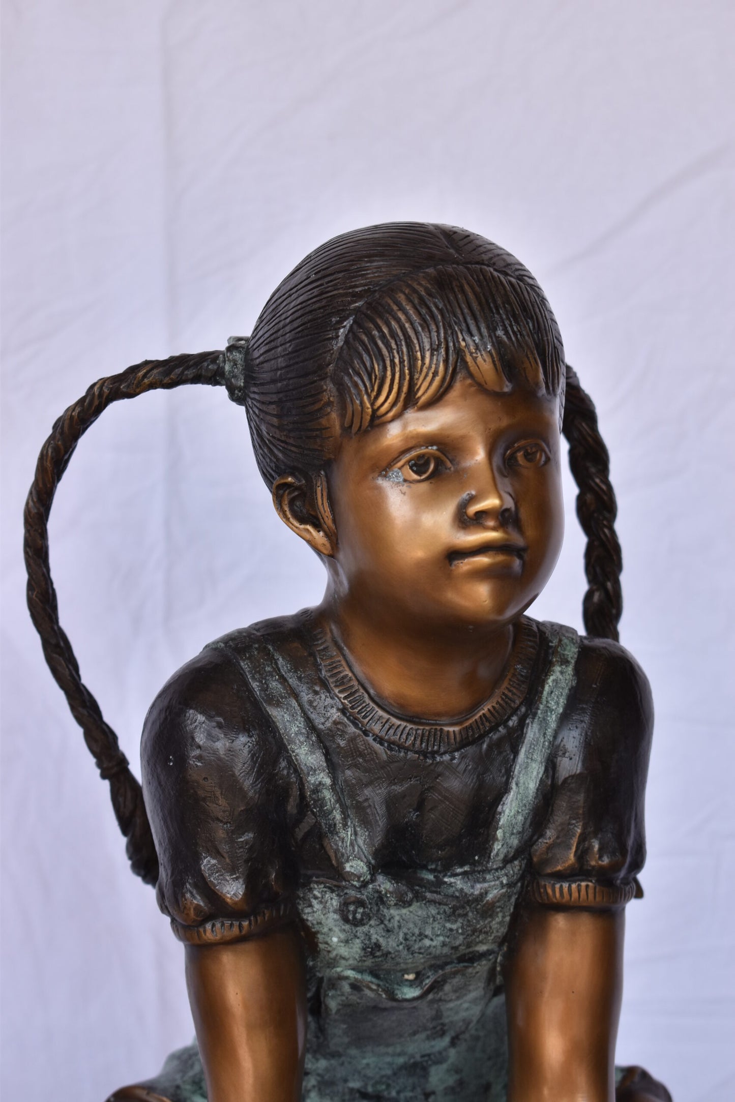 Boy and Girl Leapfrog Jumping Bronze Statue - Size: 25"L x 20"W x 32"H.