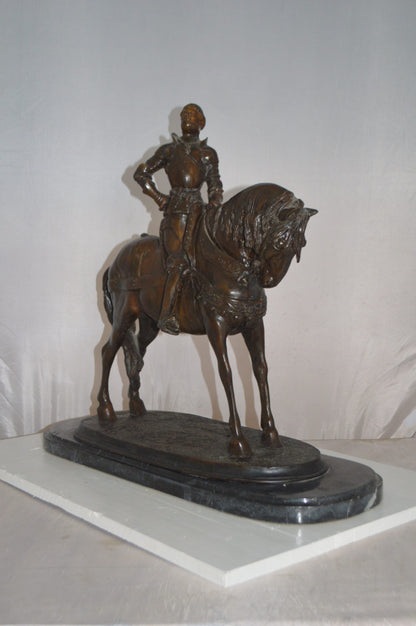 Man on his Horse Bronze Statue -  Size: 30"L x 10"W x 25"H.