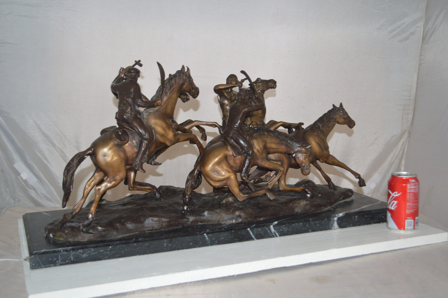 Old Dragoons by Remington replica Bronze Statue -  Size: 32"L x 12"W x 13"H.