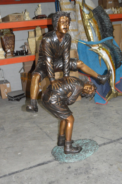 Leapfrog - Large Bronze Statue -  Size: 41"L x 22"W x 57"H.