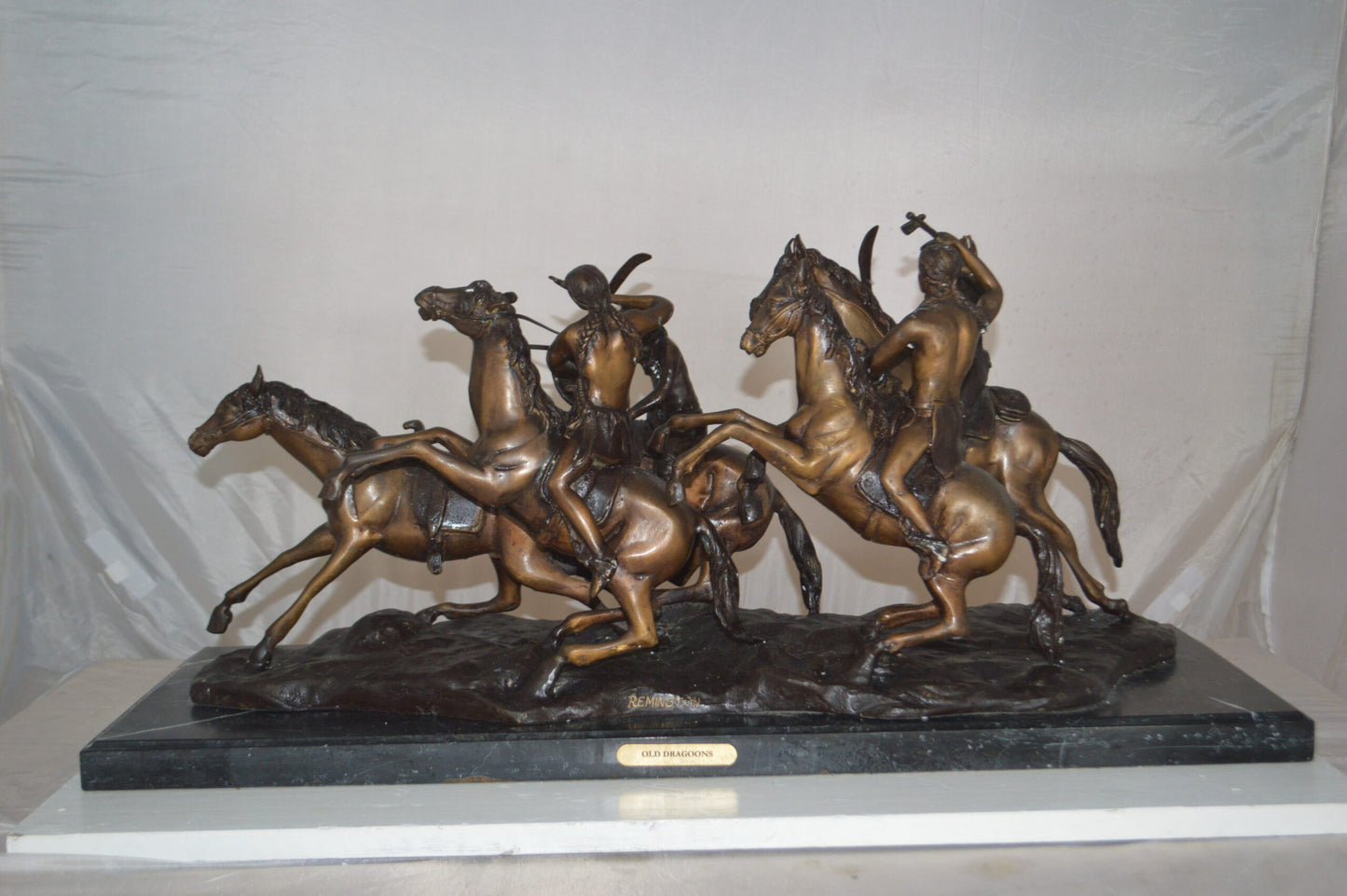 Old Dragoons by Remington replica Bronze Statue -  Size: 32"L x 12"W x 13"H.