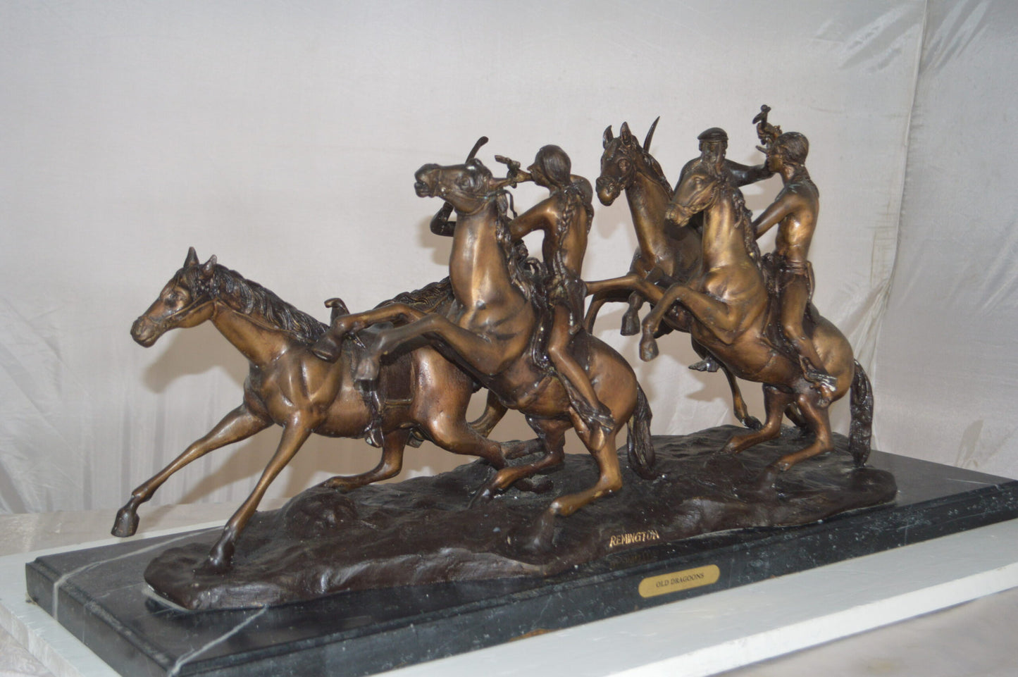 Old Dragoons by Remington replica Bronze Statue -  Size: 32"L x 12"W x 13"H.