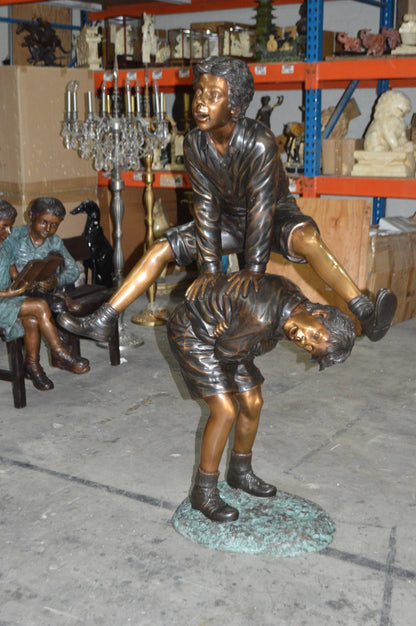 Leapfrog - Large Bronze Statue -  Size: 41"L x 22"W x 57"H.