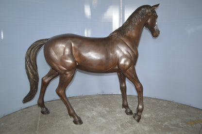 Standing horse - large Bronze Statue -  Size: 58"L x 16"W x 50"H.