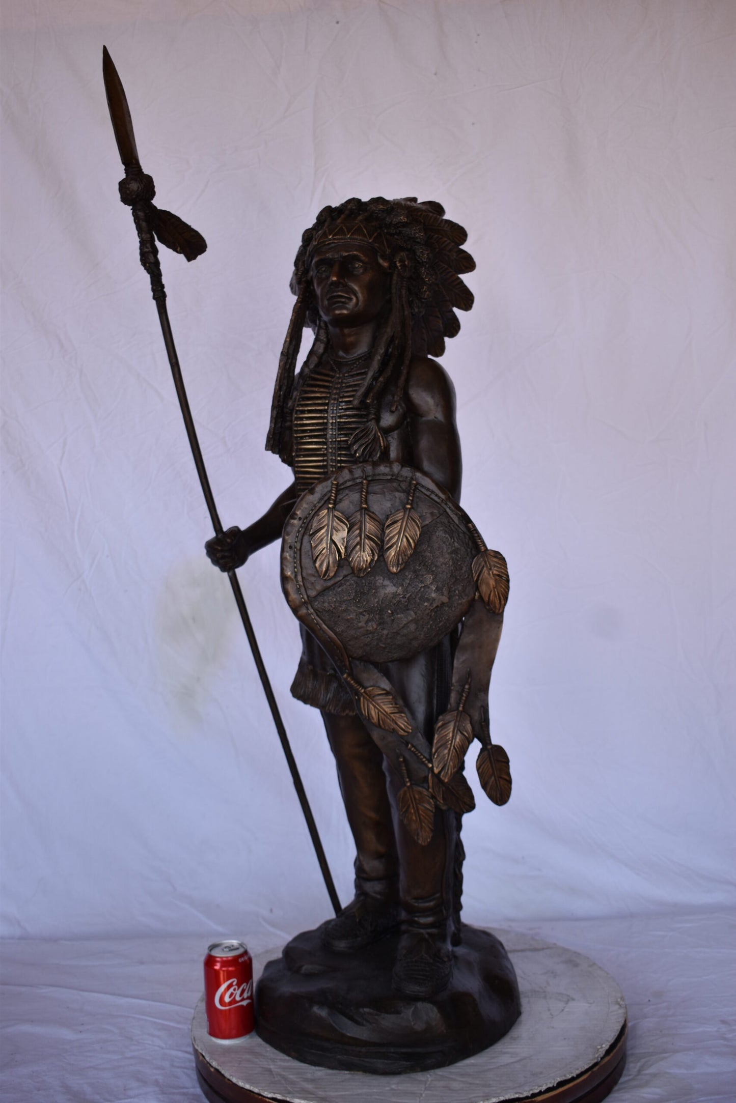 Indian Chief Made of Very Detailed Bronze Statue - Size: 24"L x 18"W x 53"H.