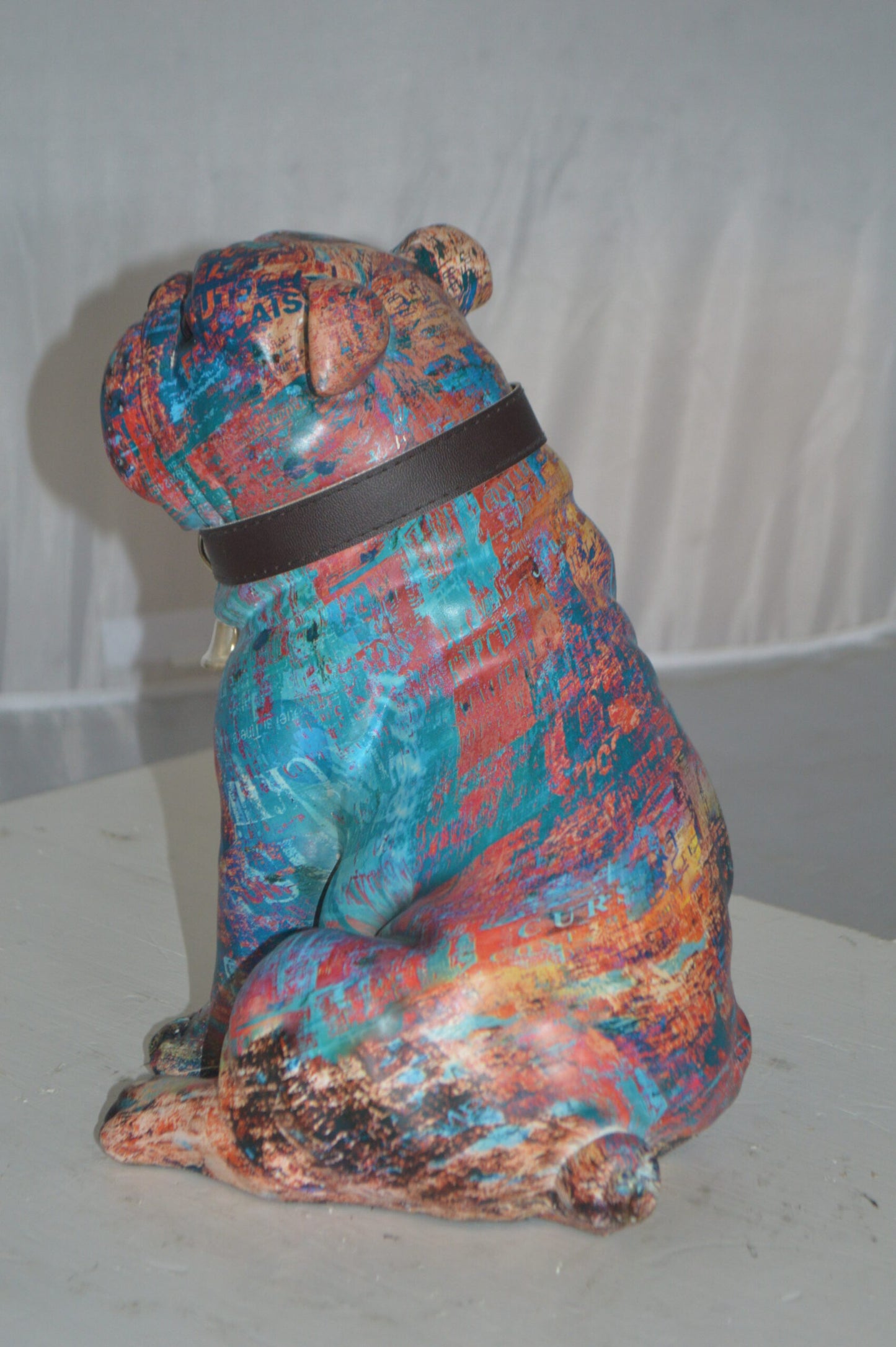 Modern playful Bulldog made of Resin -  Size: 9"L x 8"W x 12"H.
