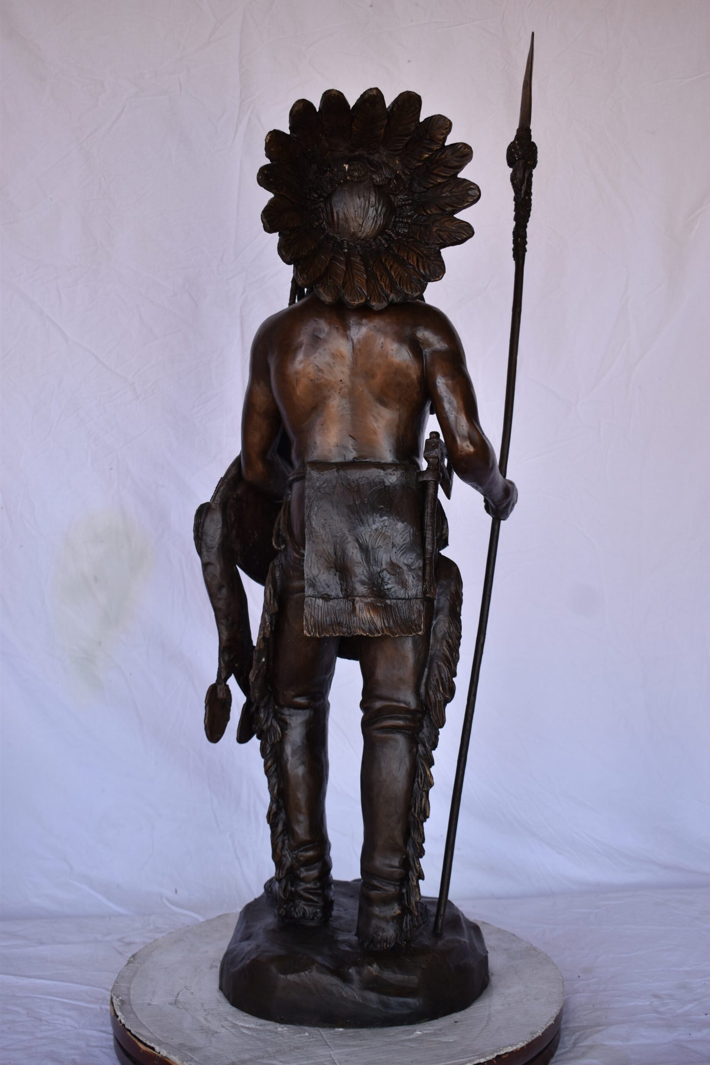 Indian Chief Made of Very Detailed Bronze Statue - Size: 24"L x 18"W x 53"H.