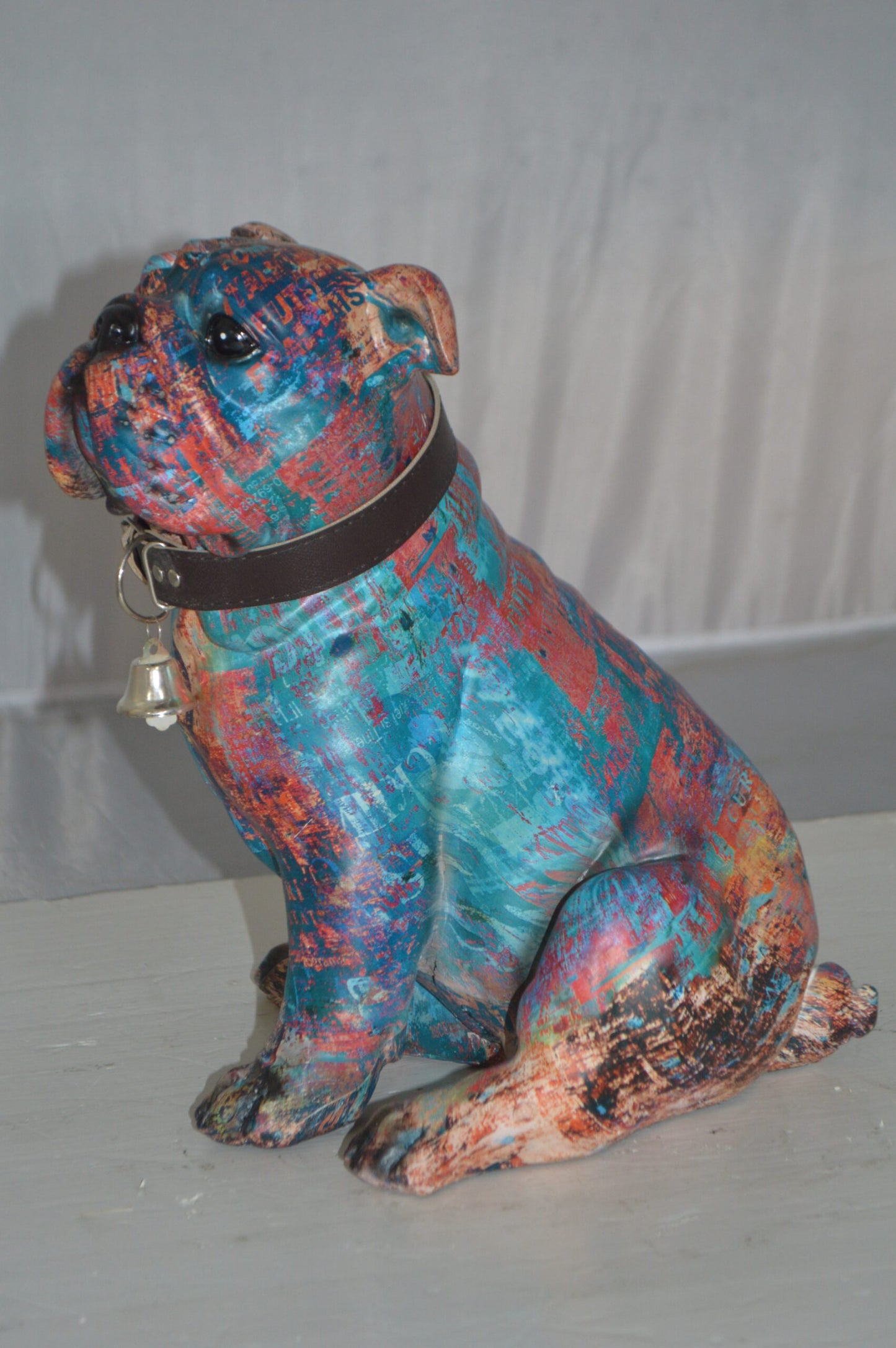 Modern playful Bulldog made of Resin -  Size: 9"L x 8"W x 12"H.