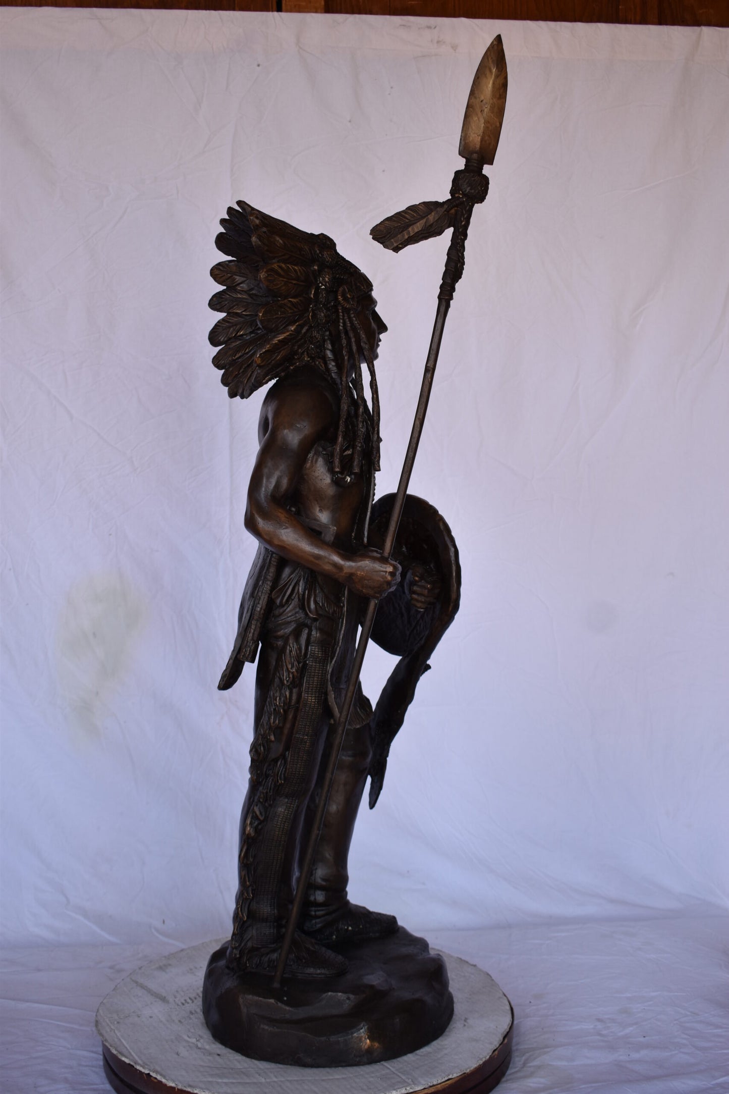Indian Chief Made of Very Detailed Bronze Statue - Size: 24"L x 18"W x 53"H.